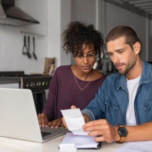 Couple managing finances