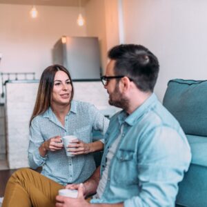 Couple sitting down talking