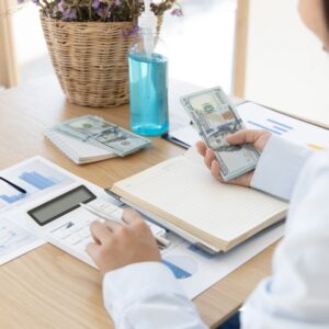 Woman calculating finances