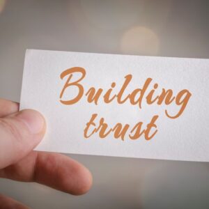 Card with Building Trust written on it