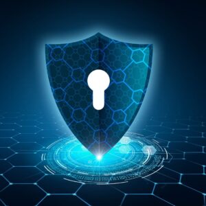 Privacy symbol - key hole in shield.