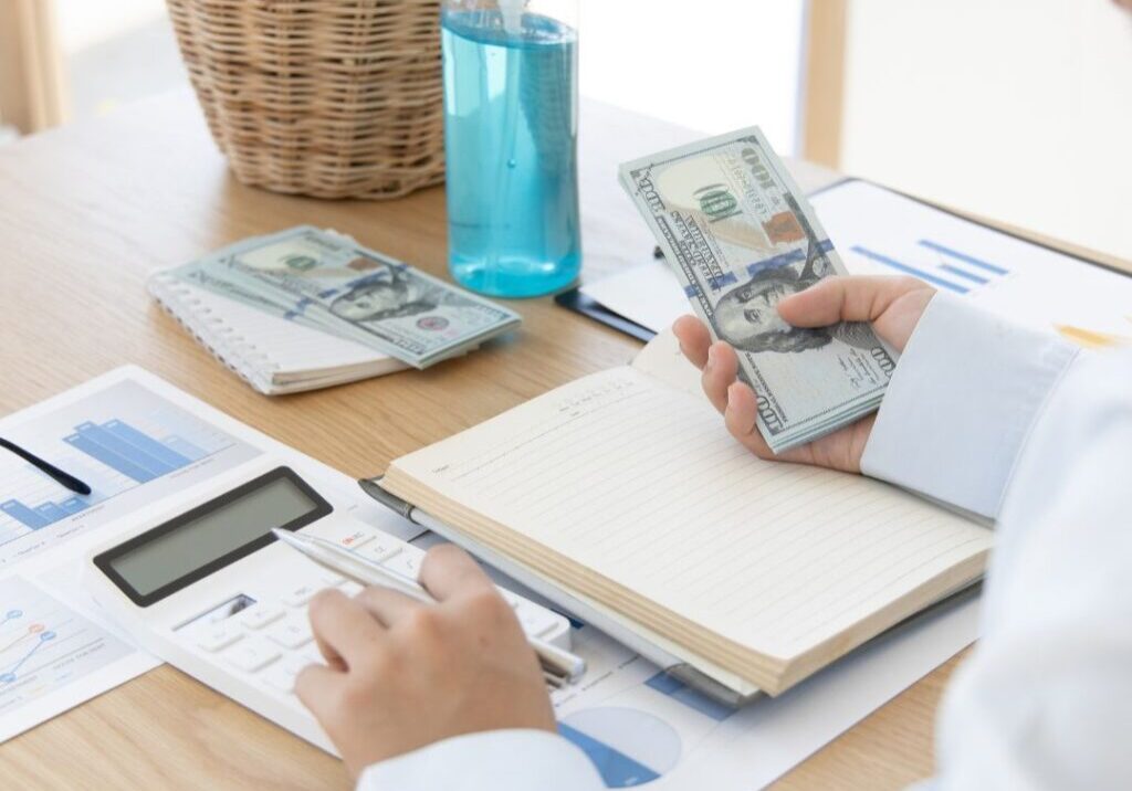 Woman calculating finances