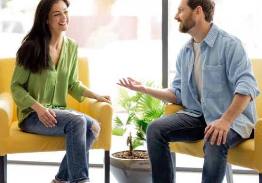 How to Create a Healthy Post-Divorce Relationship with Your Ex Woman and man talking