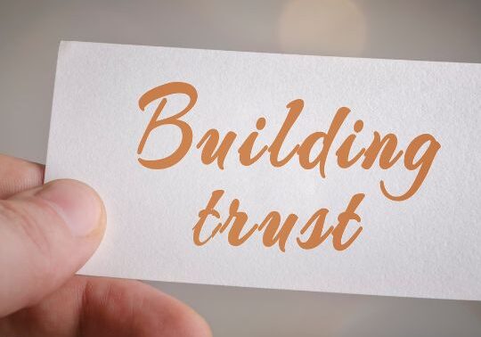 Card with Building Trust written on it