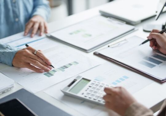 Couple calculating finances