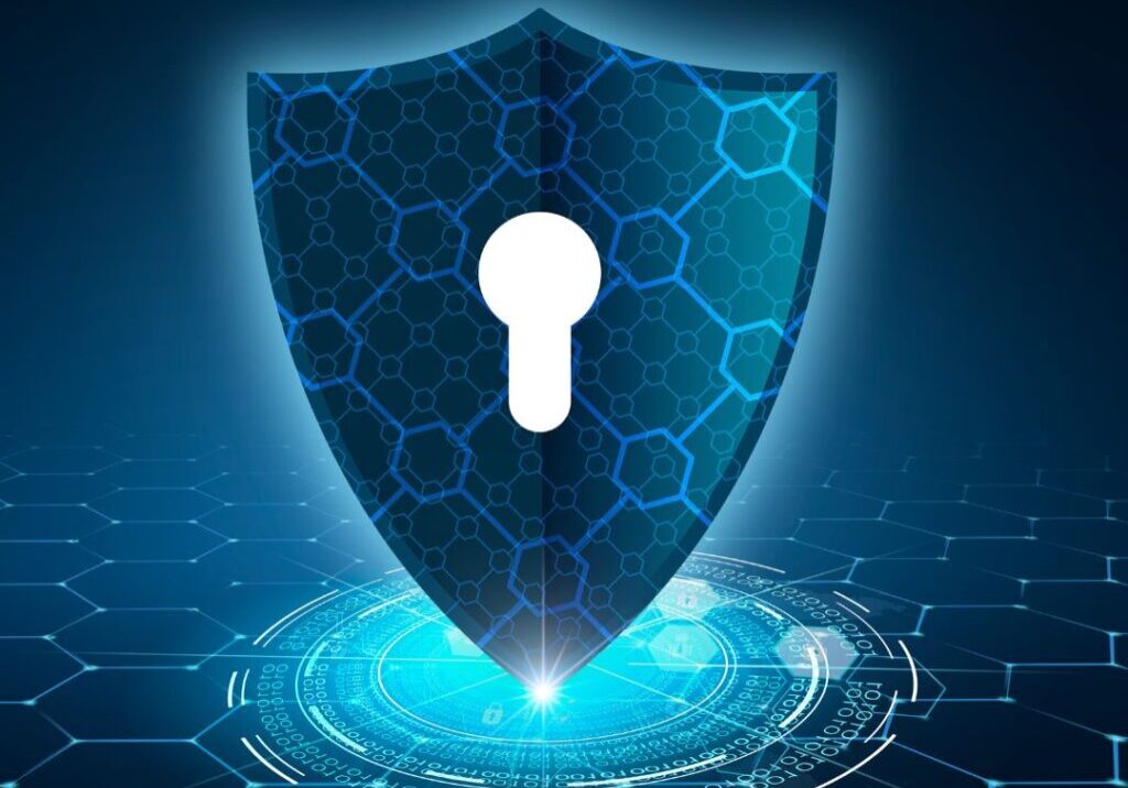 Privacy symbol - key hole in shield.