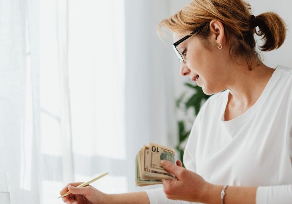 Woman calculating finances